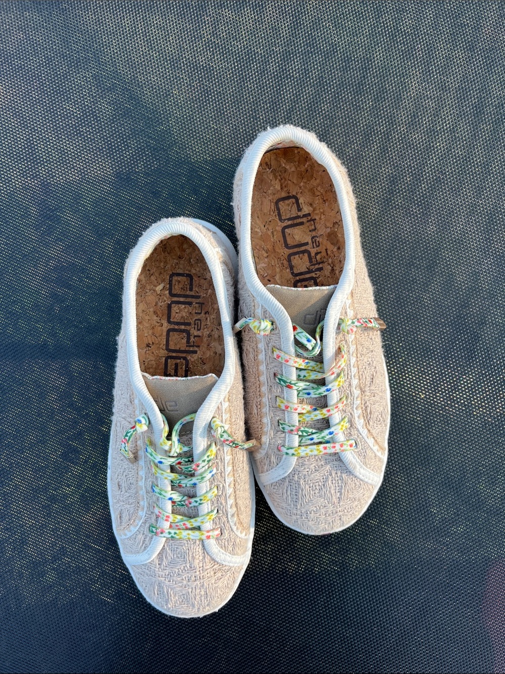 Hey Dude Woven Women's Natural Lace-Up Sneakers with Floral Laces